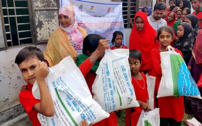 Dry food support to  Flooded family .